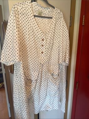 Jaded Gypsy White Polka Dot Button-Front Dress